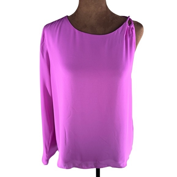 Krisa One-Sleeve Asymmetrical Blouse Women's Medium Pink REVOLVE NWT Made in USA - Picture 2 of 9